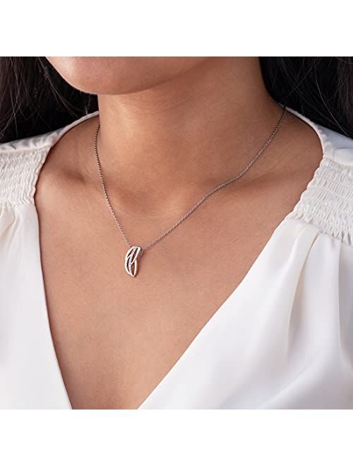 Peora Two-Tone Sterling Silver Linked Leaves Pendant Necklace with 17 inch Chain + 3 inch extender