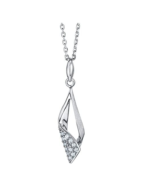 Peora Sterling Silver Teardrop Charm Pendant Necklace with 17 inch Chain + 3 inch extender