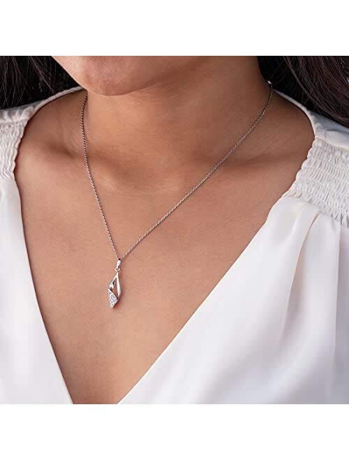 Peora Sterling Silver Teardrop Charm Pendant Necklace with 17 inch Chain + 3 inch extender