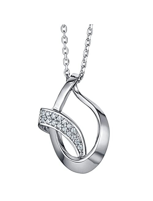 Peora Sterling Silver Ribboned Open Teardrop Pendant Necklace with 17 inch Chain + 3 inch extender