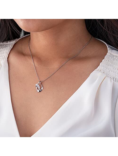 Peora Sterling Silver Ribboned Open Teardrop Pendant Necklace with 17 inch Chain + 3 inch extender