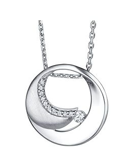 Sterling Silver Inner Circle Pendant Necklace with 17 inch Chain   3 inch extender