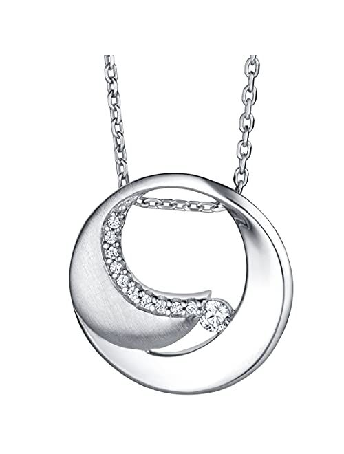 Peora Sterling Silver Inner Circle Pendant Necklace with 17 inch Chain + 3 inch extender