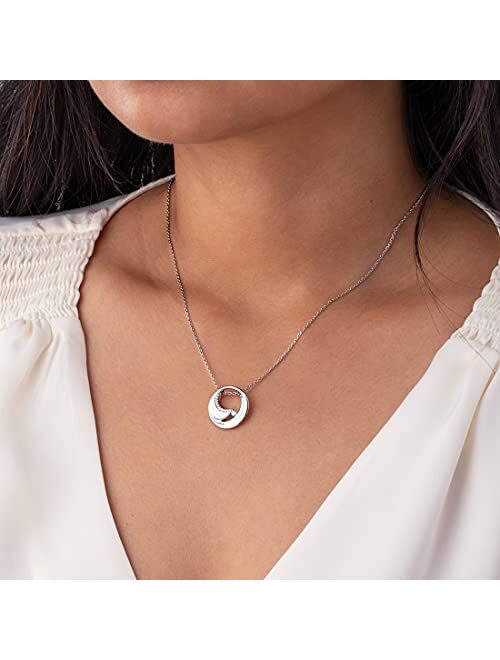 Peora Sterling Silver Inner Circle Pendant Necklace with 17 inch Chain + 3 inch extender