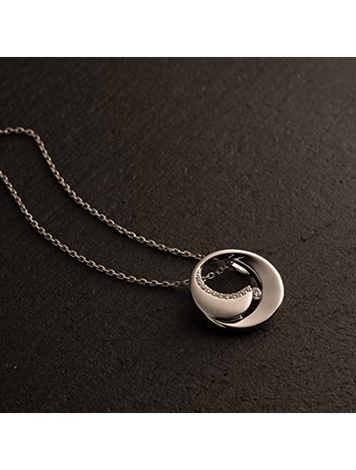 Peora Sterling Silver Inner Circle Pendant Necklace with 17 inch Chain + 3 inch extender