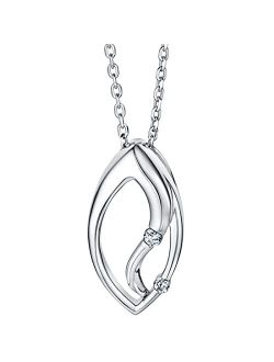 Sterling Silver Side-Swept Charm Pendant Necklace with 17 inch Chain   3 inch extender