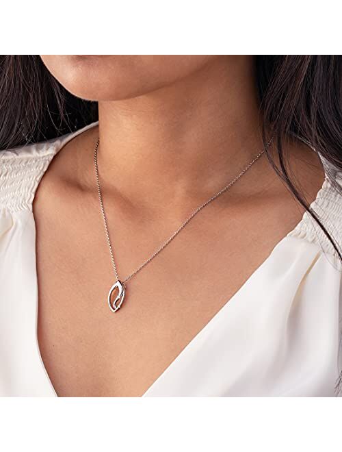 Peora Sterling Silver Side-Swept Charm Pendant Necklace with 17 inch Chain + 3 inch extender