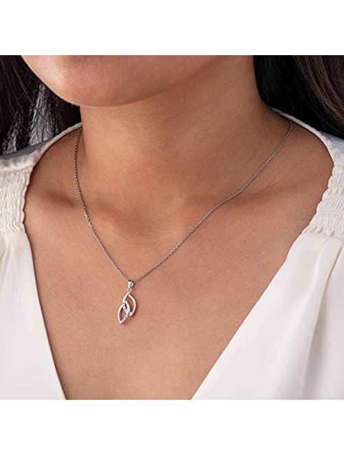 Peora 925 Sterling Silver Open Leaves Pendant Necklace for Women with 17 inch Chain + 3 inch extender, Hypoallergenic Fine Jewelry