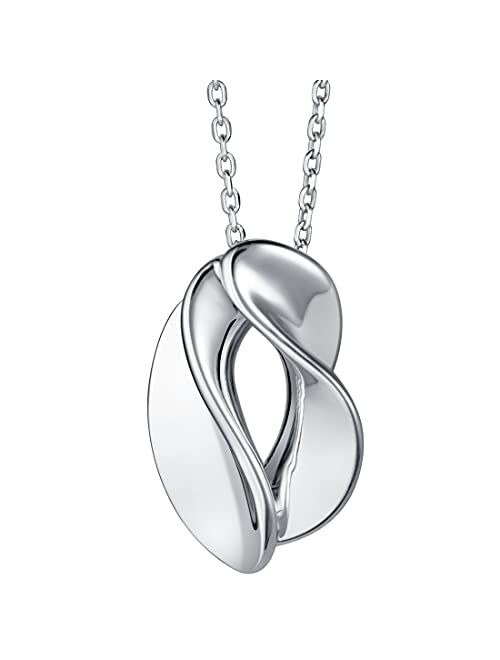 Peora 925 Sterling Silver Elegant Open Twist Pendant Necklace for Women with 17 inch Chain + 3 inch extender, Hypoallergenic Fine Jewelry