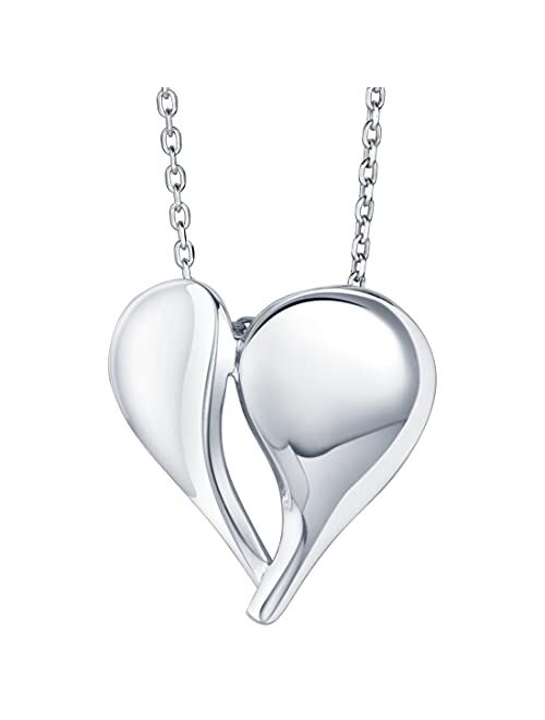 Peora 925 Sterling Silver Pure of Heart Pendant Necklace for Women with 17 inch Chain + 3 inch extender, Hypoallergenic Fine Jewelry