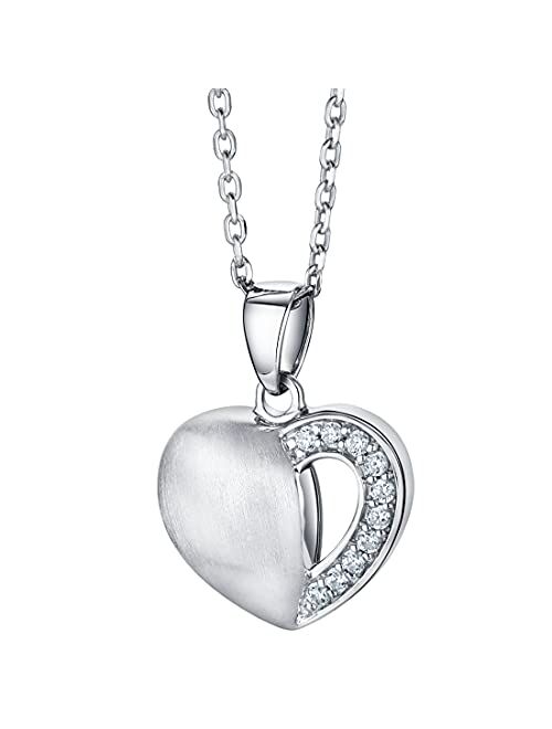 Peora 925 Sterling Silver Dainty Heart Pendant Necklace for Women with 17 inch Chain + 3 inch extender, Hypoallergenic Fine Jewelry