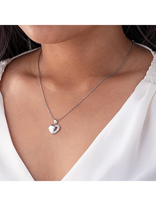 Peora 925 Sterling Silver Dainty Heart Pendant Necklace for Women with 17 inch Chain + 3 inch extender, Hypoallergenic Fine Jewelry