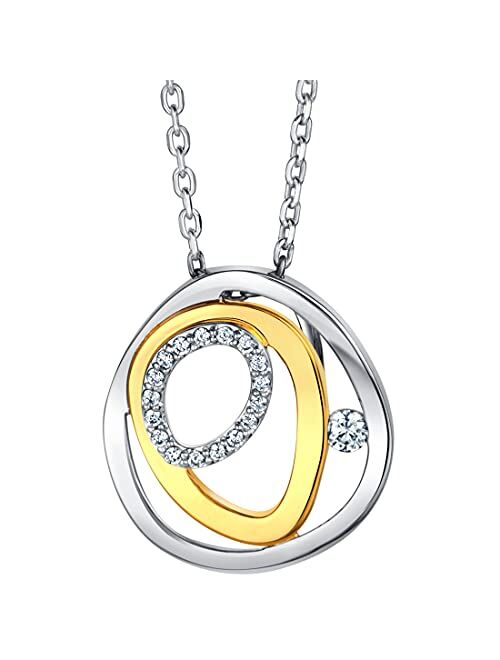 Peora 925 Sterling Silver Floating Halo Pendant Necklace for Women with 17 inch Chain + 3 inch extender, Hypoallergenic Fine Jewelry