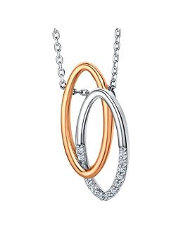 925 Sterling Silver Eternal Links Pendant Necklace for Women with 17 inch Chain   3 inch extender, Hypoallergenic Fine Jewelry