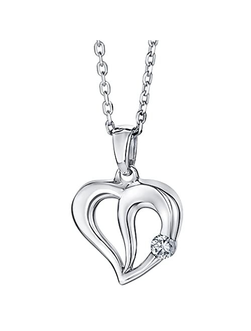 Peora 925 Sterling Silver Sweetheart Pendant Necklace for Women with 17 inch Chain + 3 inch extender, Hypoallergenic Fine Jewelry