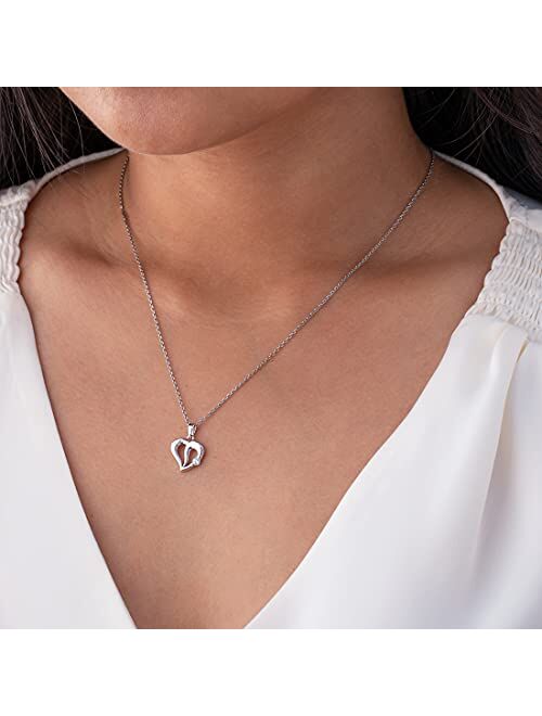 Peora 925 Sterling Silver Sweetheart Pendant Necklace for Women with 17 inch Chain + 3 inch extender, Hypoallergenic Fine Jewelry