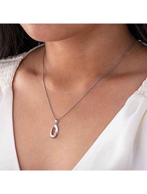 Peora 925 Sterling Silver Open Ellipse Pendant Necklace for Women with 17 inch Chain + 3 inch extender, Hypoallergenic Fine Jewelry