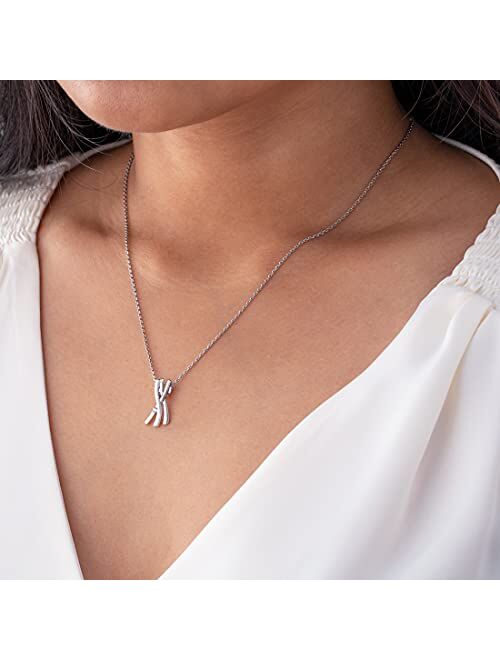 Peora 925 Sterling Silver X Pendant Necklace for Women with 17 inch Chain + 3 inch extender, Hypoallergenic Fine Jewelry