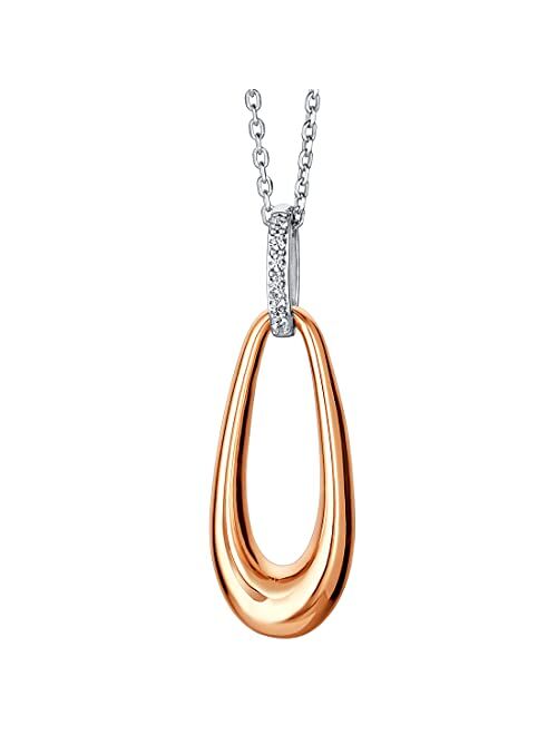 Peora Rose Gold-tone 925 Sterling Silver Organic Open Teardrop Pendant Necklace for Women with 17 inch Chain + 3 inch extender, Hypoallergenic Fine Jewelry