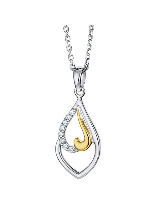 Peora 925 Sterling Silver Twisted Teardrop Pendant Necklace for Women with 17 inch Chain + 3 inch extender, Hypoallergenic Fine Jewelry