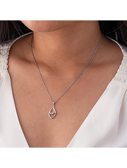 Peora 925 Sterling Silver Twisted Teardrop Pendant Necklace for Women with 17 inch Chain + 3 inch extender, Hypoallergenic Fine Jewelry