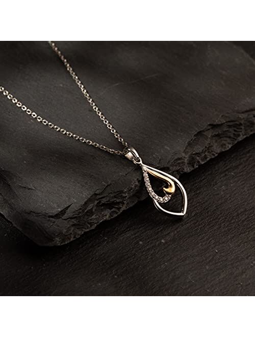 Peora 925 Sterling Silver Twisted Teardrop Pendant Necklace for Women with 17 inch Chain + 3 inch extender, Hypoallergenic Fine Jewelry