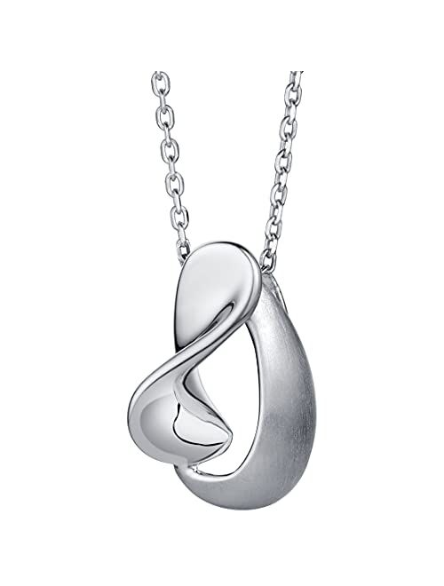 Peora 925 Sterling Silver Curled Open Dewdrop Pendant Necklace for Women with 17 inch Chain + 3 inch extender, Hypoallergenic Fine Jewelry