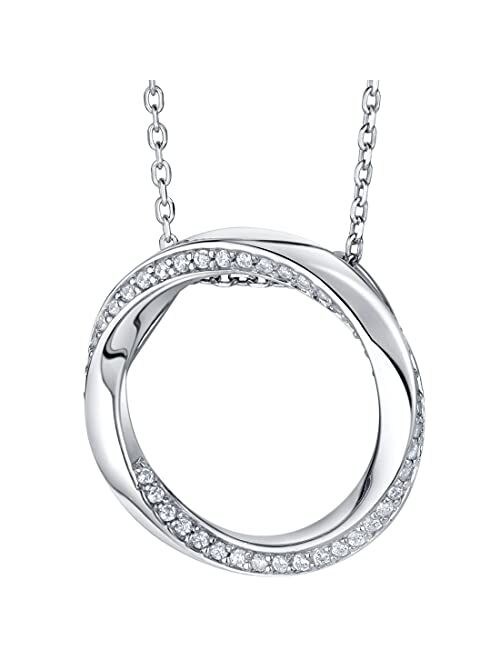 Peora 925 Sterling Silver Swirled Circle Pendant Necklace for Women with 17 inch Chain + 3 inch extender, Hypoallergenic Fine Jewelry