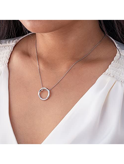 Peora 925 Sterling Silver Swirled Circle Pendant Necklace for Women with 17 inch Chain + 3 inch extender, Hypoallergenic Fine Jewelry