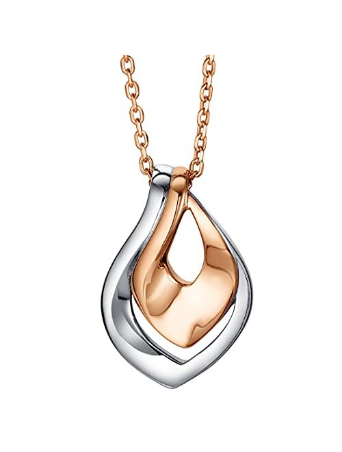 Peora 925 Sterling Silver Layered Teardrop Pendant Necklace for Women with 17 inch Chain + 3 inch extender, Hypoallergenic Fine Jewelry