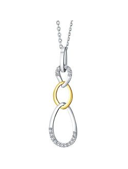 925 Sterling Silver Interlocking Teardrop Pendant Necklace for Women with 17 inch Chain   3 inch extender, Hypoallergenic Fine Jewelry