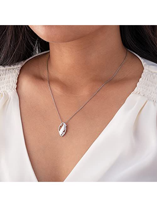 Peora 925 Sterling Silver Olive Leaf Pendant Necklace for Women with 17 inch Chain + 3 inch extender, Hypoallergenic Fine Jewelry