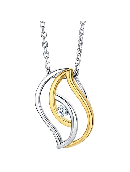 Peora 925 Sterling Silver Double Swirled Teardrop Pendant Necklace for Women with 17 inch Chain + 3 inch extender, Hypoallergenic Fine Jewelry