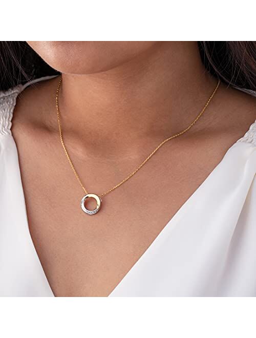 Peora 925 Sterling Silver Swirl Circle Pendant Necklace for Women with 17 inch Chain + 3 inch extender, Hypoallergenic Fine Jewelry