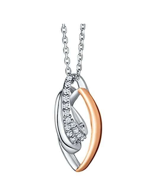 Peora 925 Sterling Silver Embellished Teardrop Pendant Necklace for Women with 17 inch Chain + 3 inch extender, Hypoallergenic Fine Jewelry