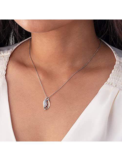 Peora 925 Sterling Silver Embellished Teardrop Pendant Necklace for Women with 17 inch Chain + 3 inch extender, Hypoallergenic Fine Jewelry