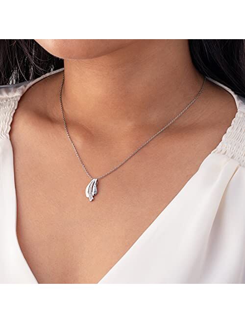 Peora 925 Sterling Silver Windswept Charm Pendant Necklace for Women with 17 inch Chain + 3 inch extender, Hypoallergenic Fine Jewelry