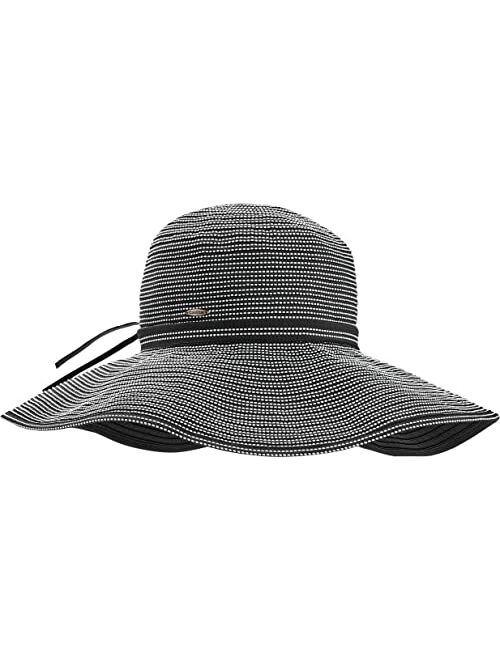 Coolibar UPF 50+ Women's Reversible Zoey Ribbon Hat - Sun Protective (One Size- Black/White)