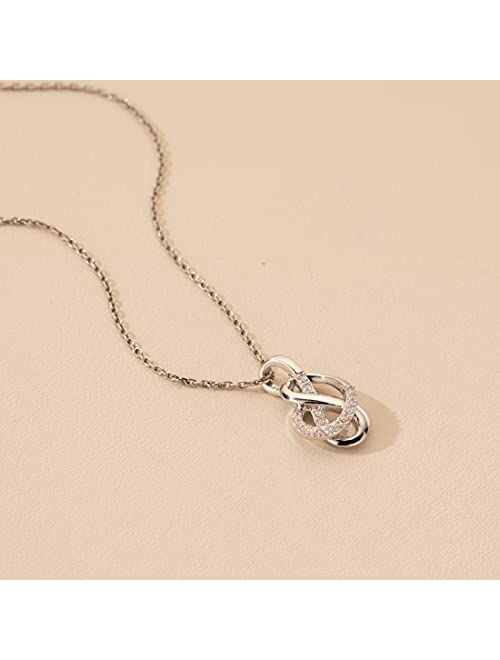 Peora 925 Sterling Silver Infinity Link Pendant Necklace for Women with 17 inch Chain + 3 inch extender, Hypoallergenic Fine Jewelry