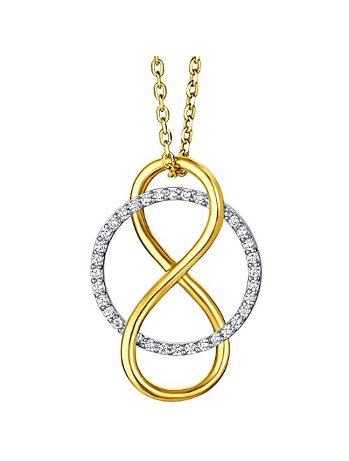 Peora 925 Sterling Silver Infinity Pendant Necklace for Women with 17 inch Chain + 3 inch extender, Hypoallergenic Fine Jewelry