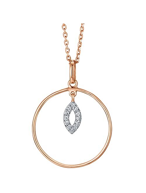 Peora Rose Gold-tone 925 Sterling Silver Pendulum Charm Pendant Necklace for Women with 17 inch Chain + 3 inch extender, Hypoallergenic Fine Jewelry