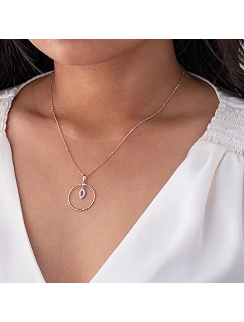 Peora Rose Gold-tone 925 Sterling Silver Pendulum Charm Pendant Necklace for Women with 17 inch Chain + 3 inch extender, Hypoallergenic Fine Jewelry