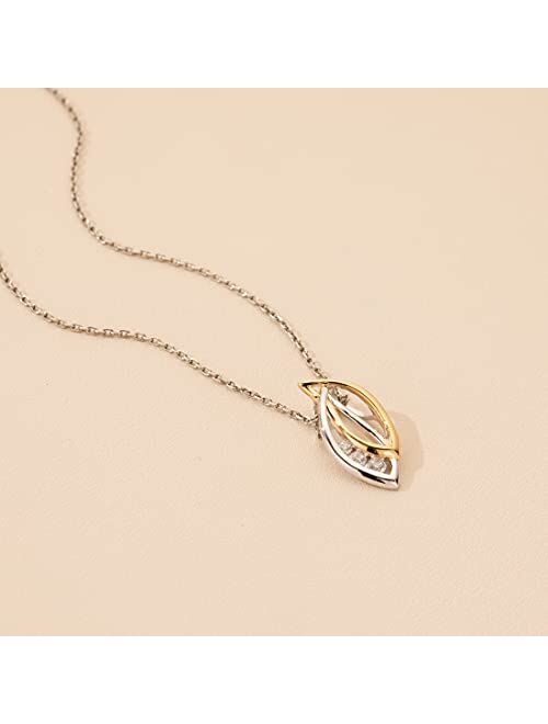 Peora Two-Tone Sterling Silver Open Dewdrops Pendant Necklace with 17 inch Chain + 3 inch extender