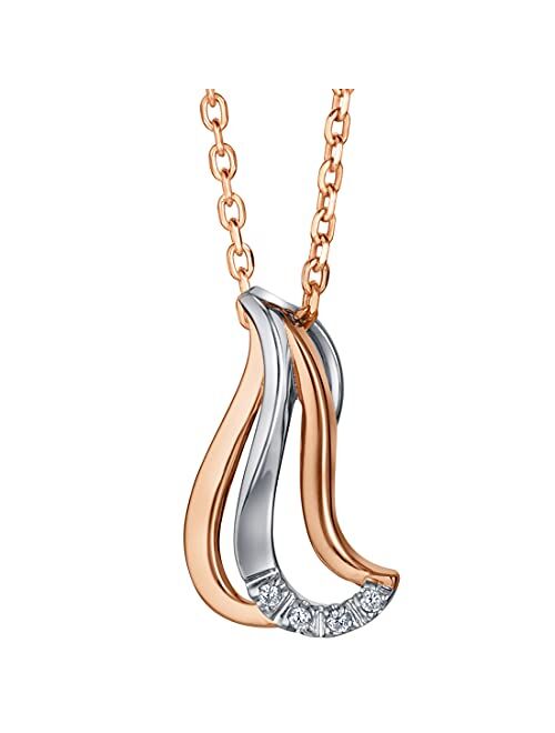 Peora Rose-Tone Sterling Silver Double Flip Charm Pendant Necklace with 17 inch Chain + 3 inch extender