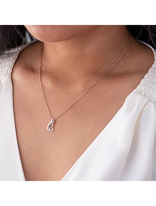 Peora Rose-Tone Sterling Silver Double Flip Charm Pendant Necklace with 17 inch Chain + 3 inch extender