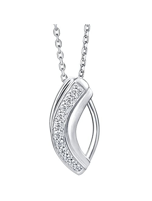 Peora Sterling Silver Enchanted Open Marquise Pendant Necklace with 17 inch Chain + 3 inch extender