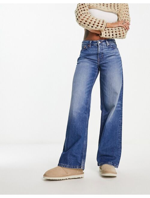 Weekday Ample low rise baggy jeans in novel blue