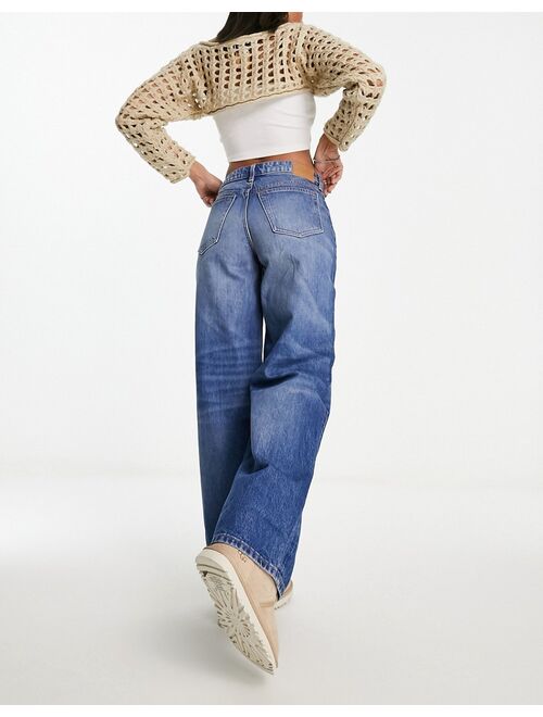 Weekday Ample low rise baggy jeans in novel blue