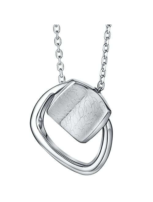 Peora Sterling Silver Asymmetrical Floating Pendant Necklace with 17 inch Chain + 3 inch extender