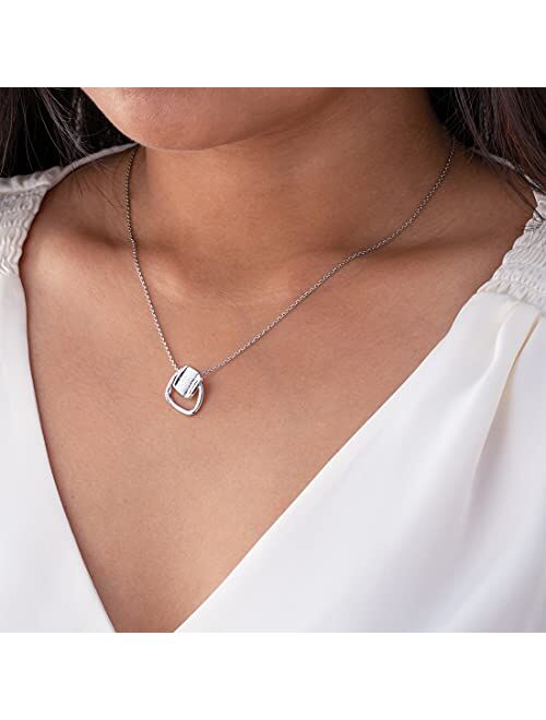 Peora Sterling Silver Asymmetrical Floating Pendant Necklace with 17 inch Chain + 3 inch extender